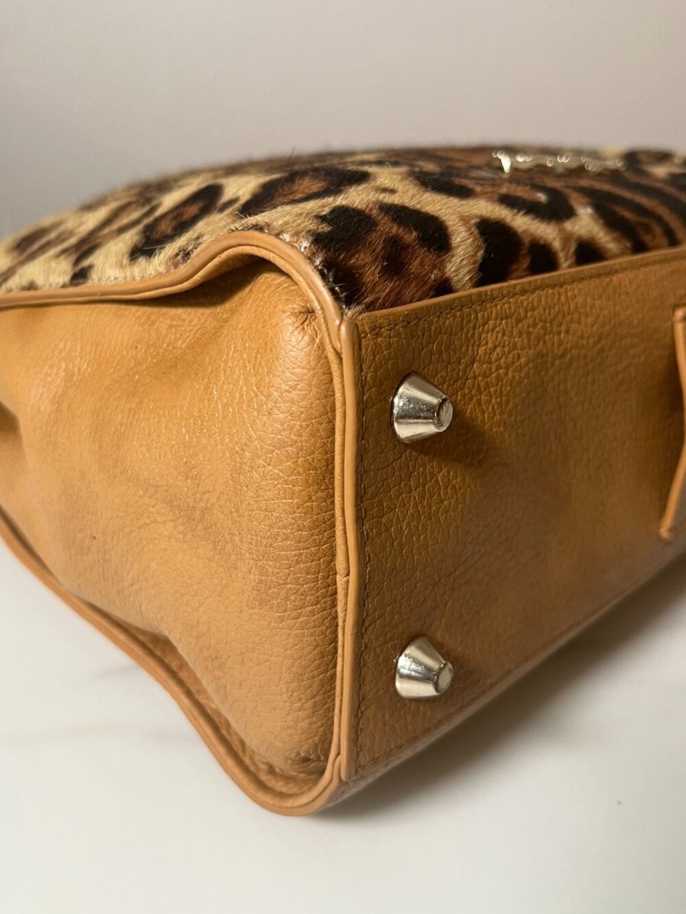 Elaine Turner Celeste Cheetah Haircalf Bamboo Convertible Satchel Backpack - Picture 10 of 16